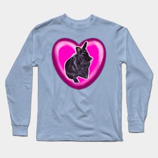 Rabbit - lionhead rabbit in a pink love heart- bunny rabbit cute  ebony black bunny rabbit Long Sleeve T-Shirt